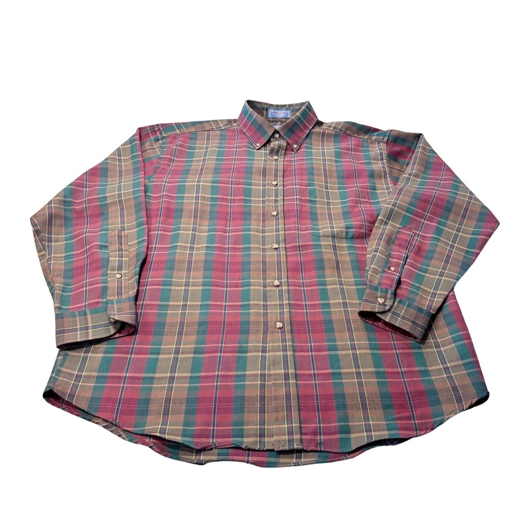 Pendleton Sir Pendleton Plaid Button Down Shirt 100% Worsted‎ Virgin Wool Large